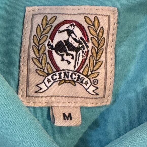 Cinch Western Shirt Medium Men’s Blue Flip Cuff Long Sleeve Button Down Cowboy - Picture 8 of 8